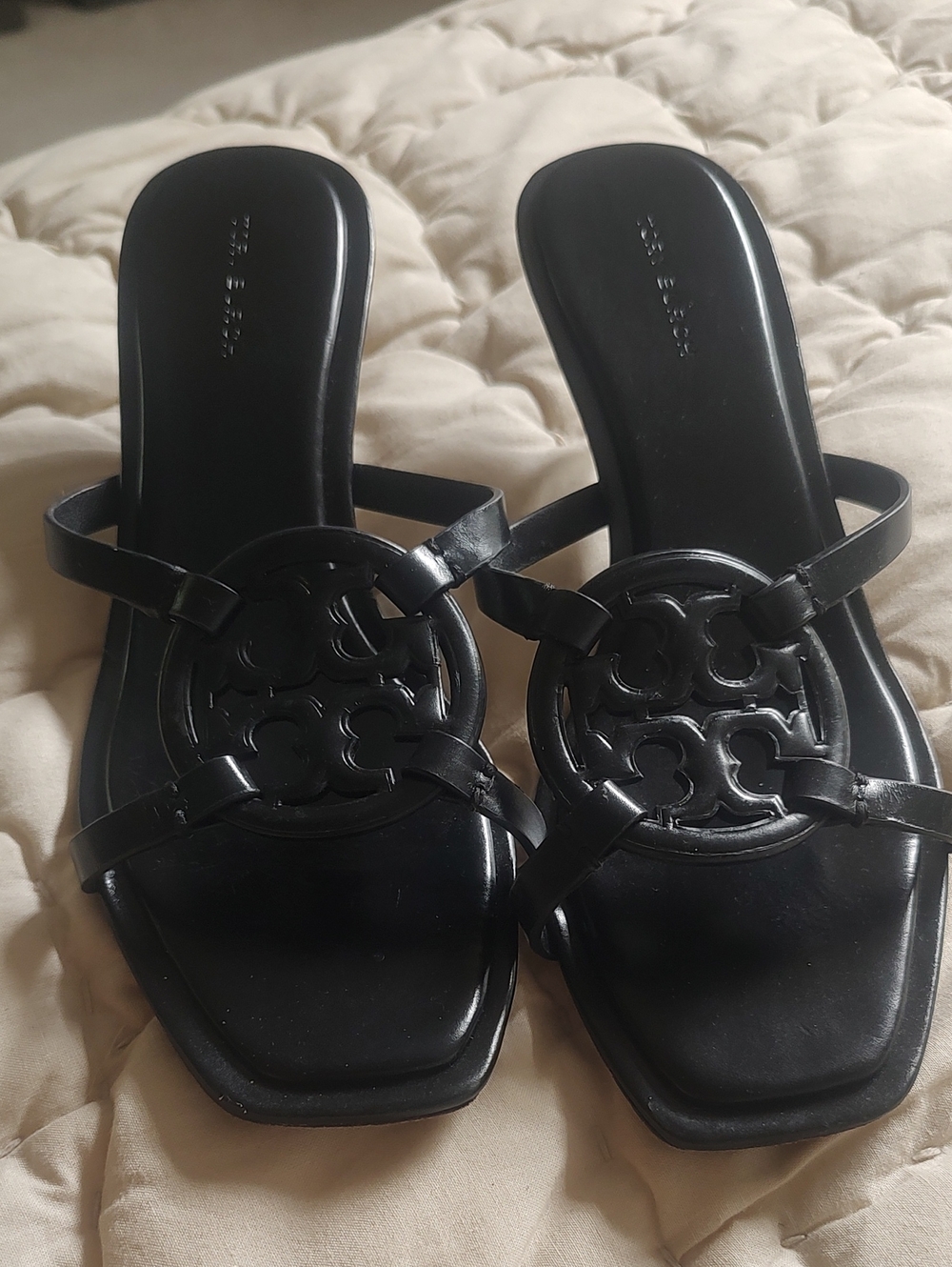 Tory Burch Black Logo Circle Slide Sandals